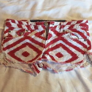 Red and white jean shorts women’s